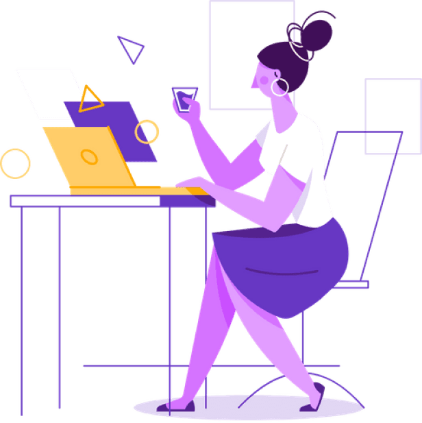 Lady sitting at a laptop